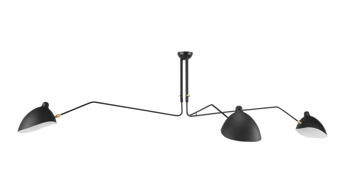 Mouille Ceiling - Mouille Ceiling Light, Three Arms, Black, W98 in