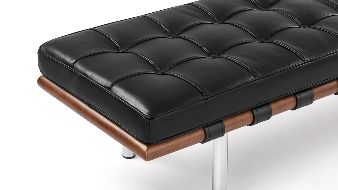 Manhattan - Manhattan Three Seater Bench, Midnight Black Premium Leather