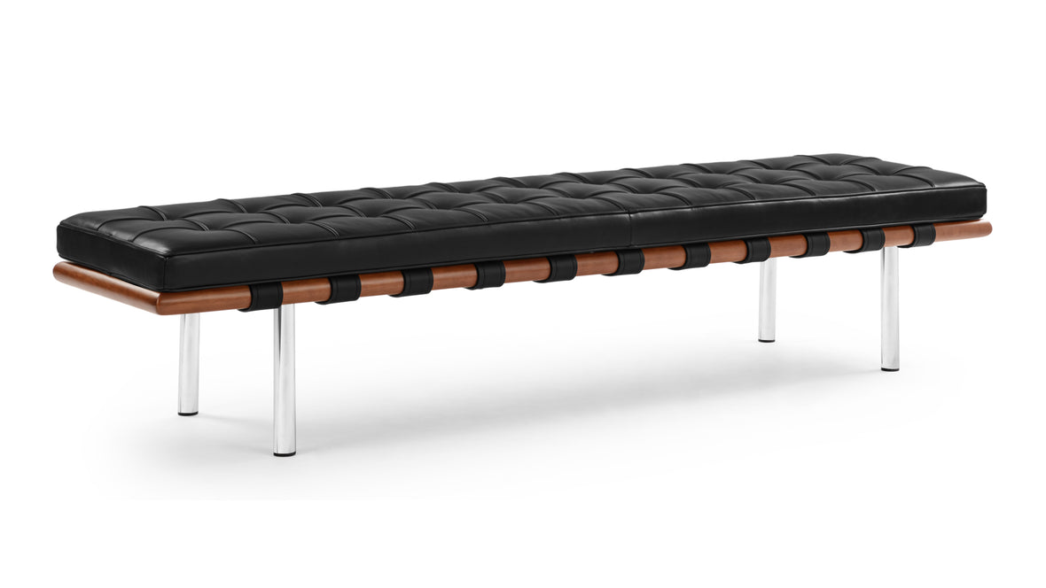 Manhattan - Manhattan Three Seater Bench, Midnight Black Premium Leather