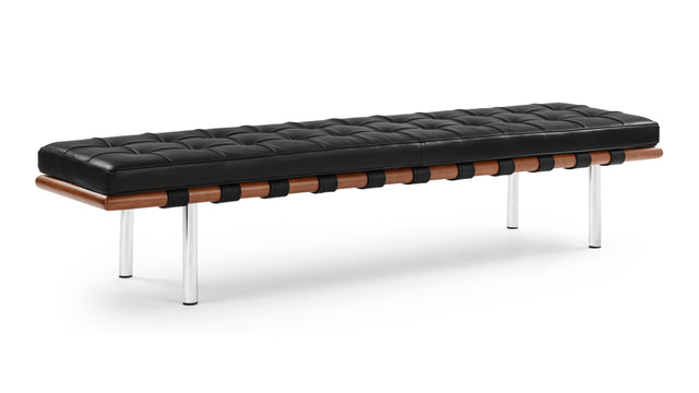 Manhattan - Manhattan Three Seater Bench, Midnight Black Premium Leather