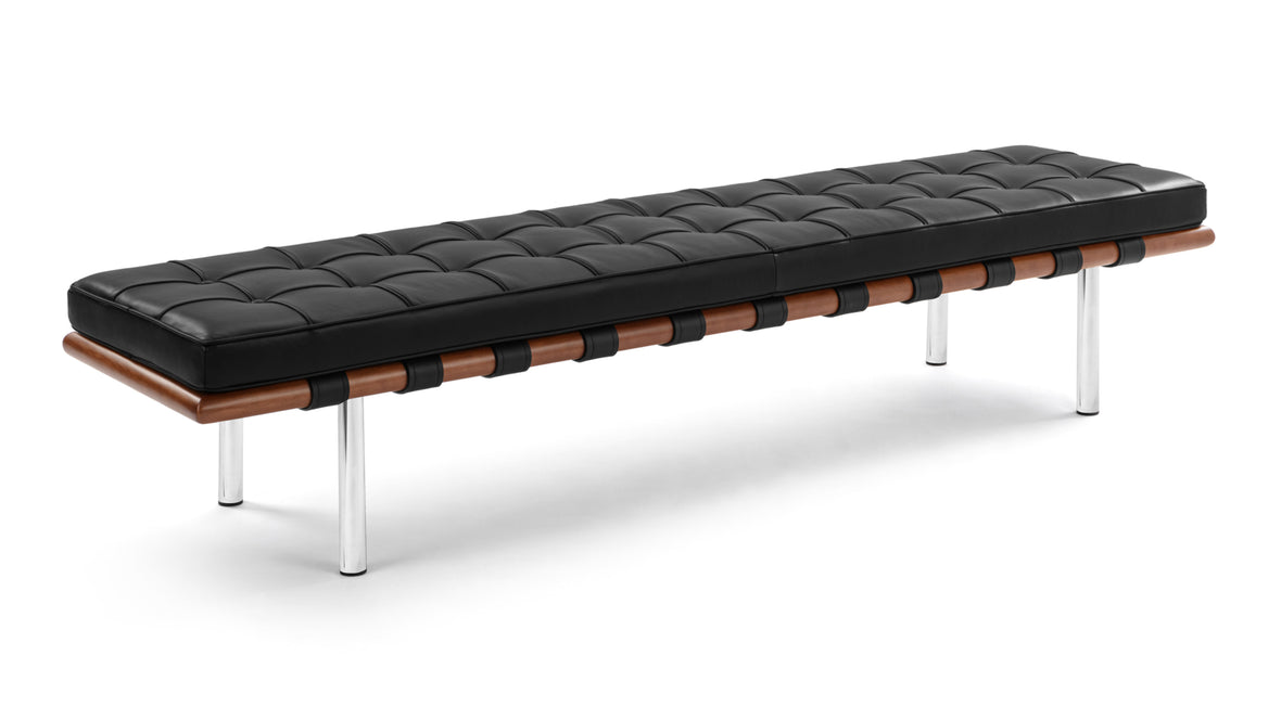 Manhattan - Manhattan Three Seater Bench, Midnight Black Premium Leather