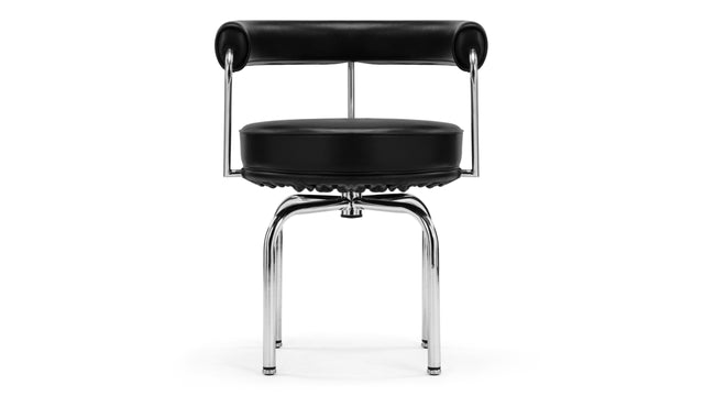 Corbusier - Corbusier Swivel Chair, Midnight Black Premium Leather