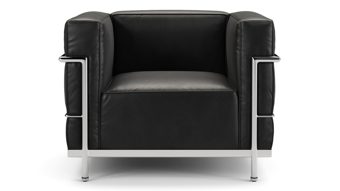 Corbusier - Corbusier Grand Modele Lounge Chair, Midnight Black Premium Leather