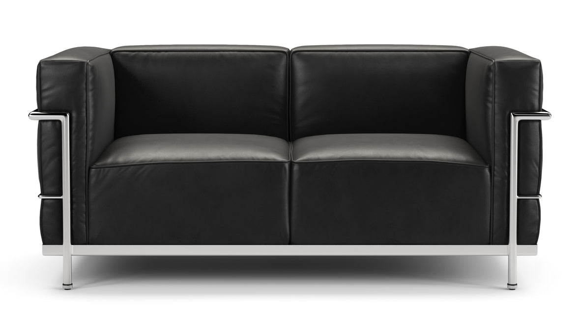 Corbusier - Corbusier Grand Modele Two Seater Sofa, Midnight Black Premium Leather