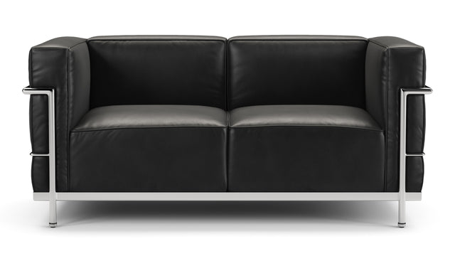 Corbusier - Corbusier Grand Modele Two Seater Sofa, Midnight Black Premium Leather