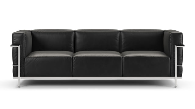 Corbusier - Corbusier Grand Modele Three Seater Sofa, Midnight Black Premium Leather