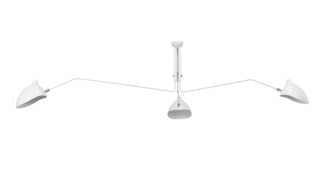 Mouille Ceiling - Mouille Ceiling Light, Three Arms, White, W98 in