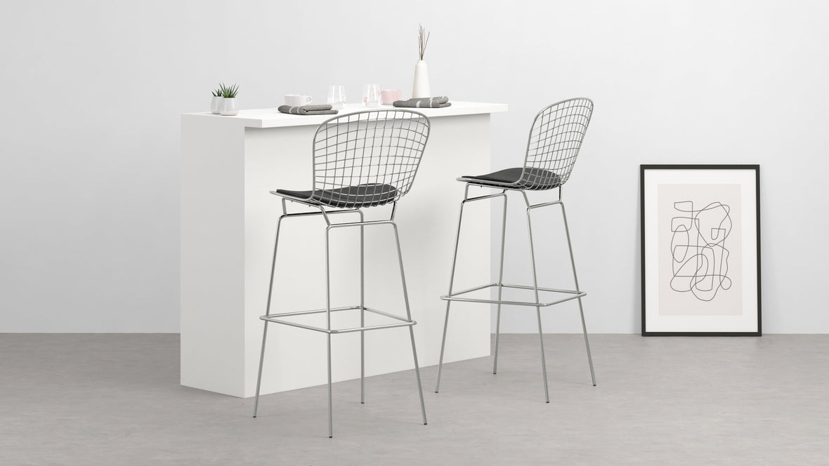 Bertie - Bertie Bar Stool, Chromed Legs