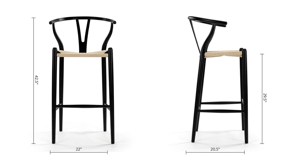 Wish - Wish Bar Stool, Black, 29.5