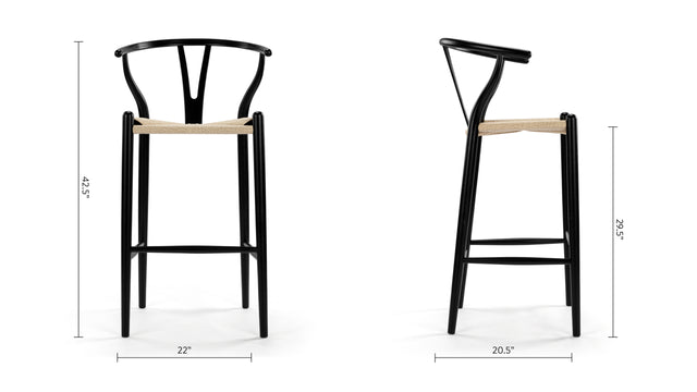 Wish - Wish Bar Stool, Black, 29.5