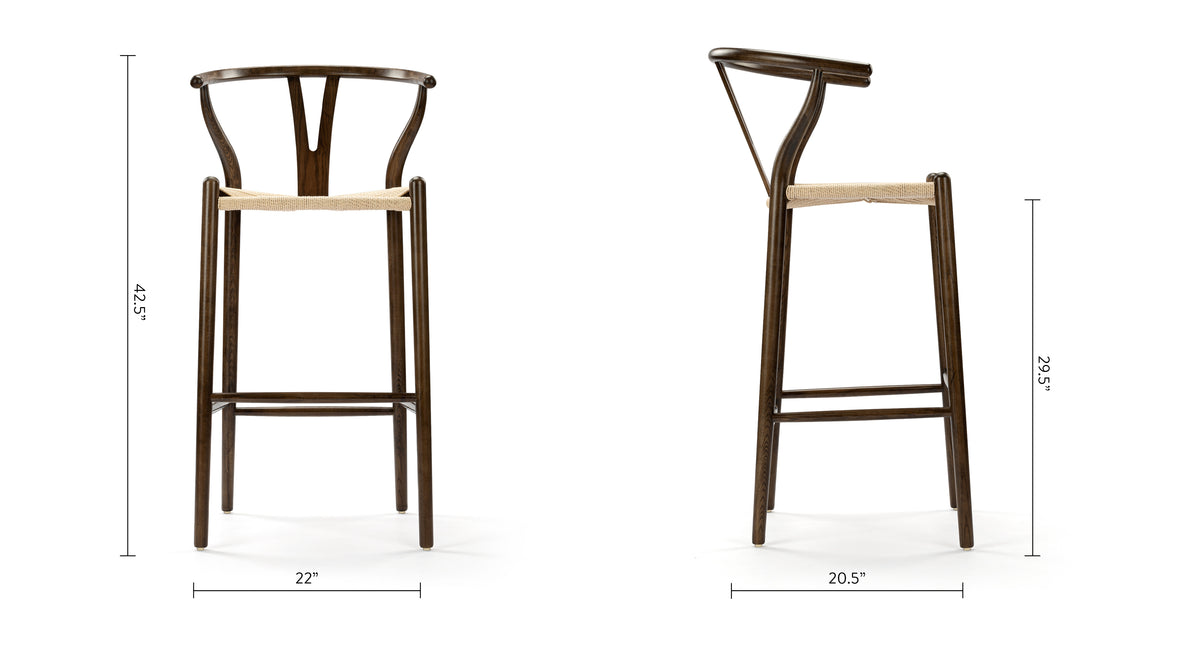 Wish - Wish Bar Stool, Dark Walnut, 29.5