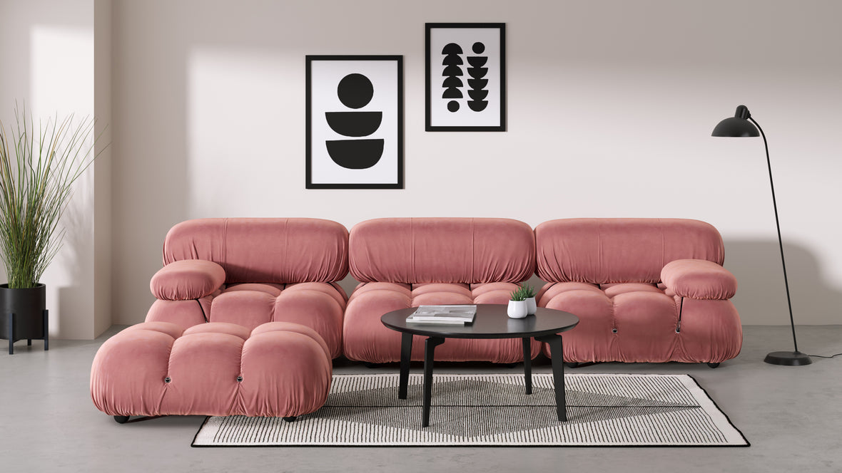 Bellini Ottoman - Mario Bellini Ottoman, Blush Pink Velvet