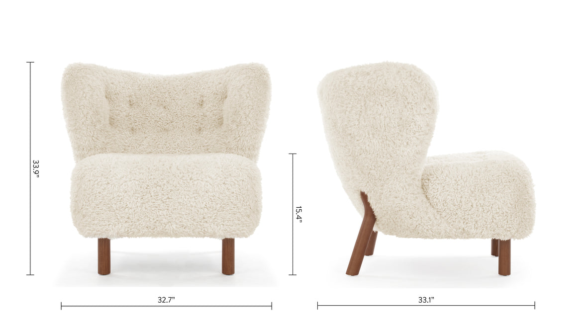 Petra - Petra Chair, White Long Hair Sherpa