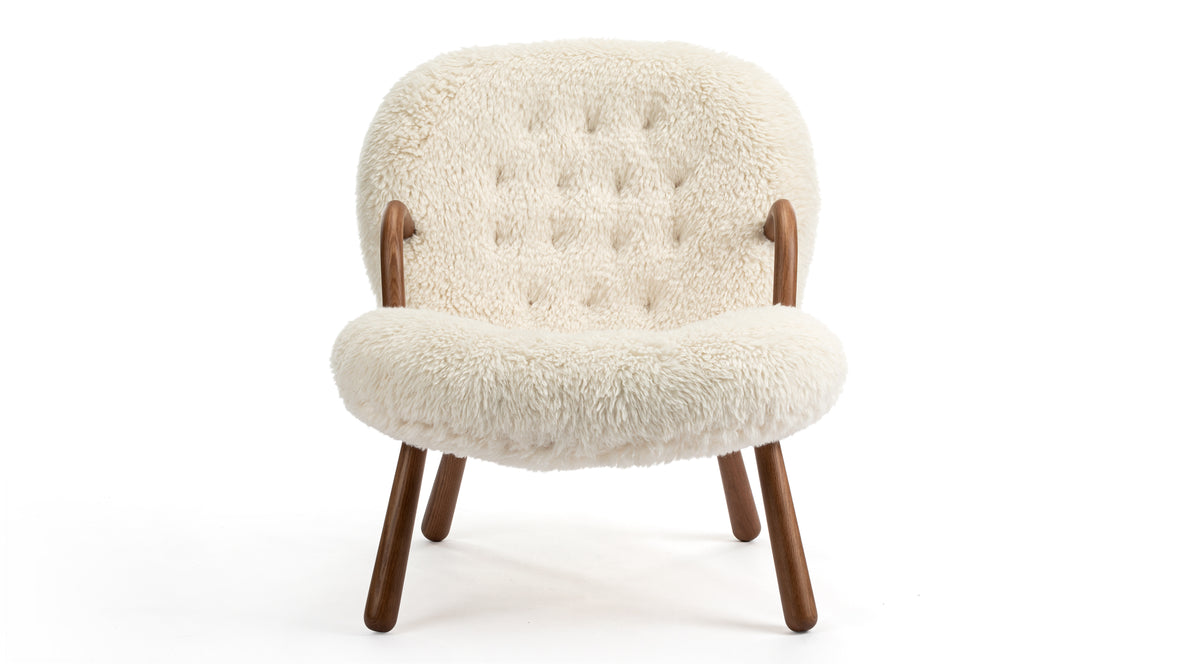 Clam - Clam Chair, White Long Hair Sherpa