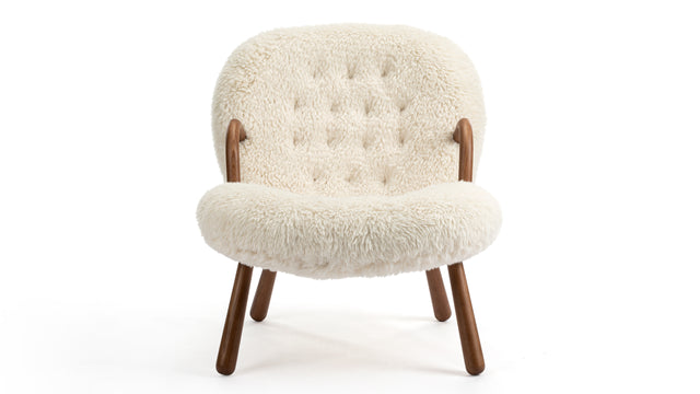 Clam - Clam Chair, White Long Hair Sherpa