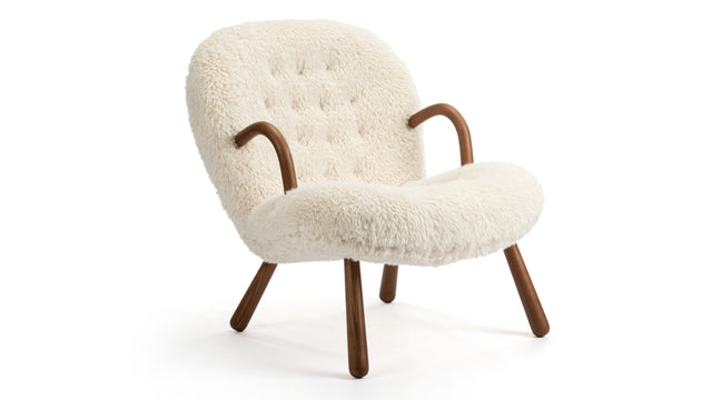 Clam - Clam Chair, White Long Hair Sherpa