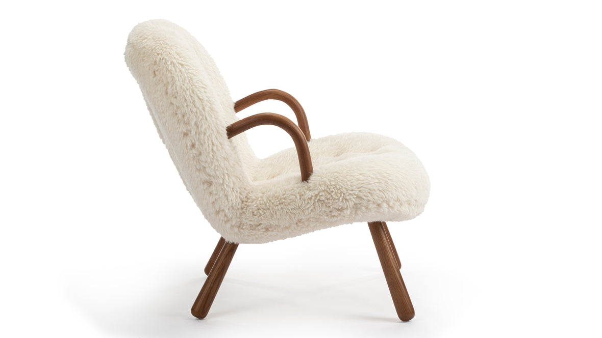 Clam - Clam Chair, White Long Hair Sherpa