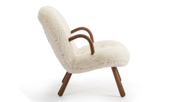 Clam - Clam Chair, White Long Hair Sherpa