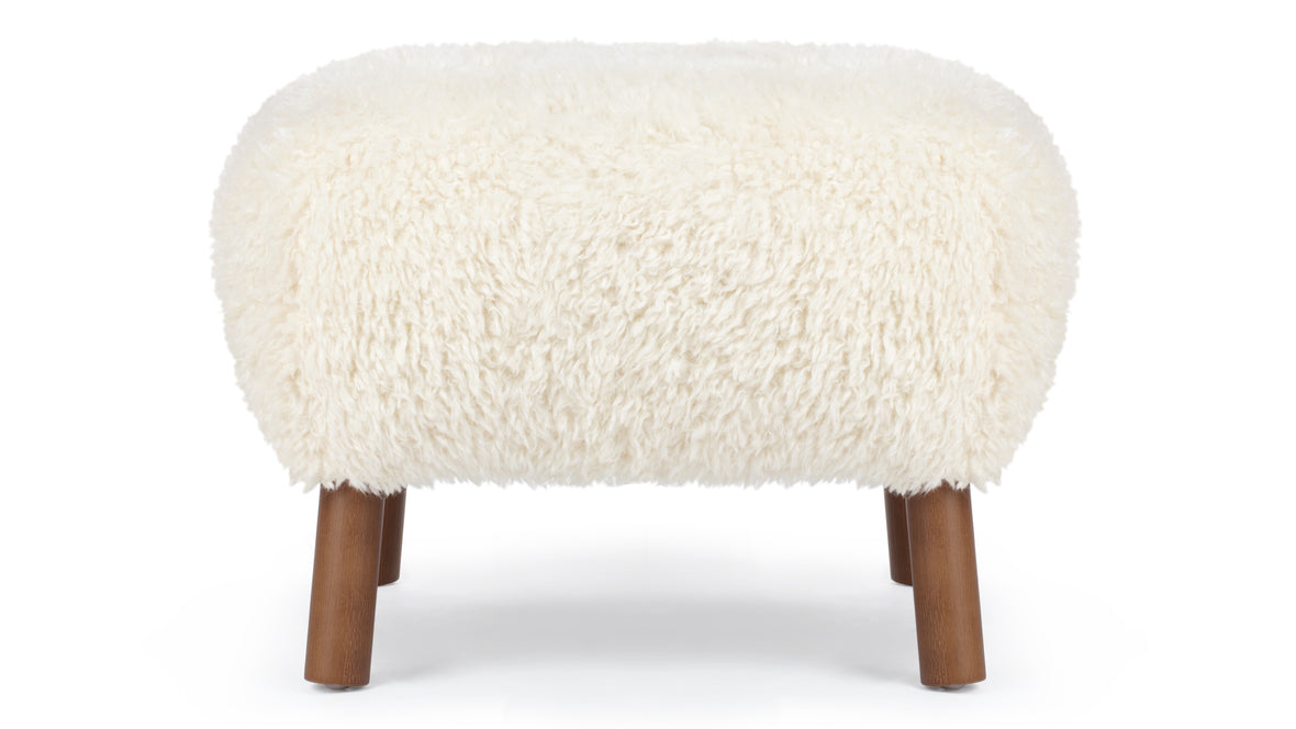 Petra - Petra Ottoman, White Long Hair Sherpa and Walnut