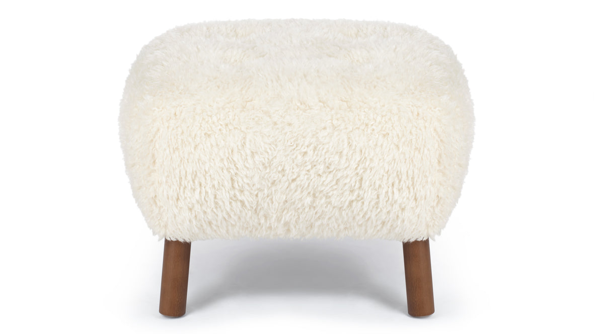 Petra - Petra Ottoman, White Long Hair Sherpa and Walnut