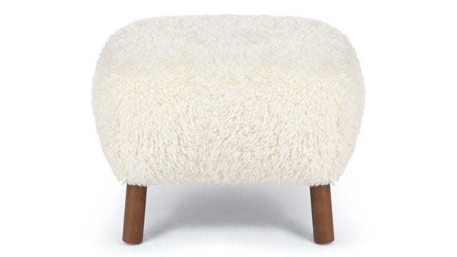 Petra - Petra Ottoman, White Long Hair Sherpa and Walnut