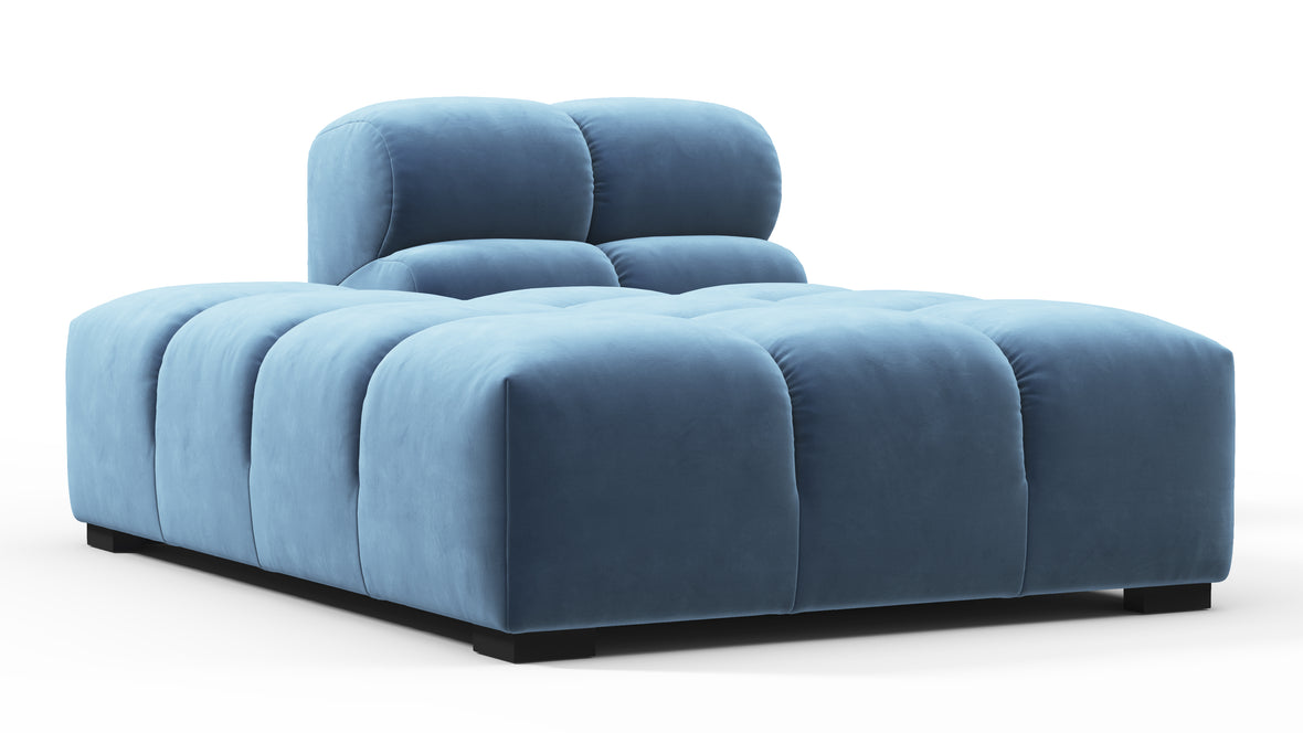 Tufty - Tufty Module, Left Chaise, Armless, Aegean Blue Velvet