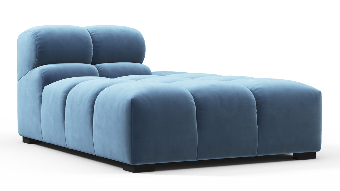Tufty - Tufty Module, Right Chaise, Armless, Aegean Blue Velvet