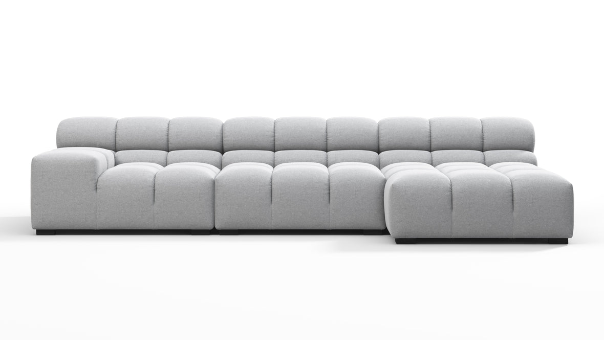 Tufty - Tufty Sectional, Small, Right Chaise, Light Gray Wool