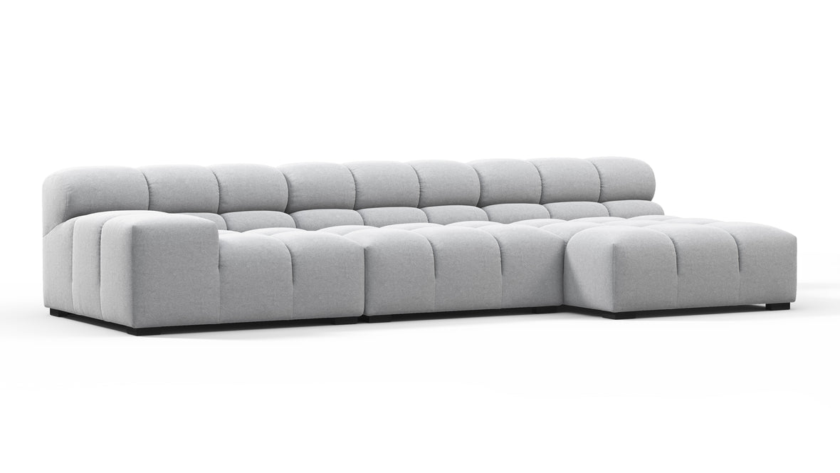 Tufty - Tufty Sectional, Small, Right Chaise, Light Gray Wool