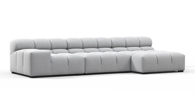 Tufty - Tufty Sectional, Small, Right Chaise, Light Gray Wool