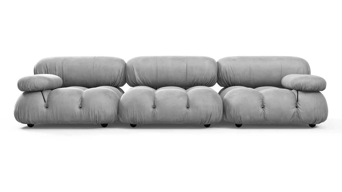 Bellini Sofa - Mario Bellini Three Seater Sofa, Light Gray Velvet