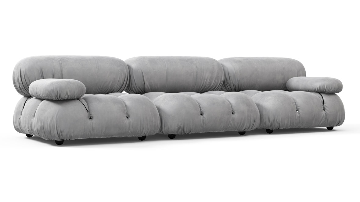 Bellini Sofa - Mario Bellini Three Seater Sofa, Light Gray Velvet