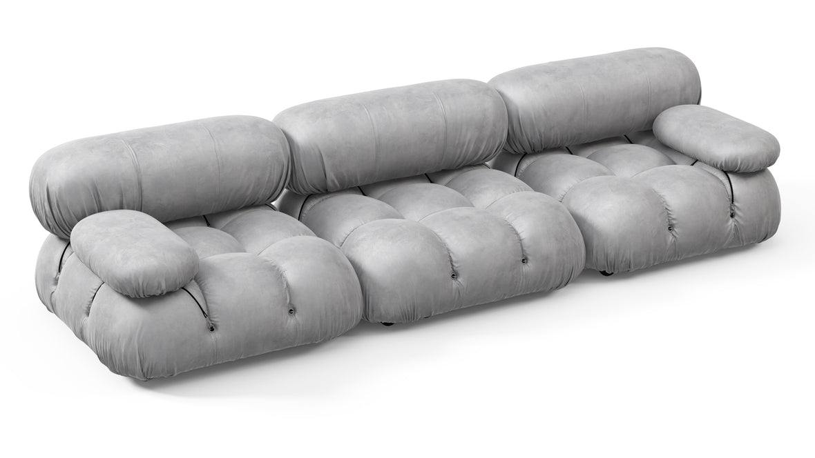 Bellini Sofa - Mario Bellini Three Seater Sofa, Light Gray Velvet