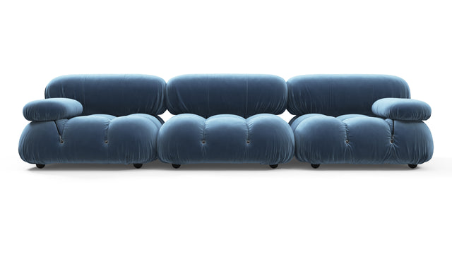 Bellini Sofa - Mario Bellini Three Seater Sofa, Aegean Blue Velvet