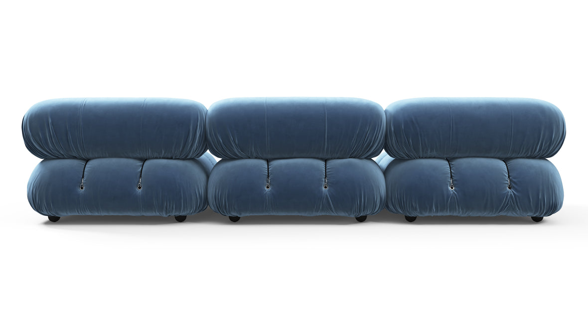 Bellini Sofa - Mario Bellini Three Seater Sofa, Aegean Blue Velvet