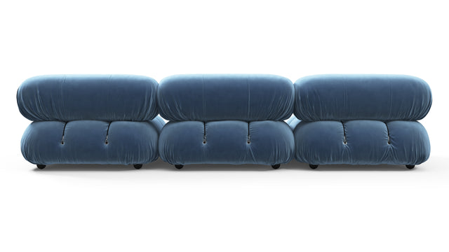 Bellini Sofa - Mario Bellini Three Seater Sofa, Aegean Blue Velvet