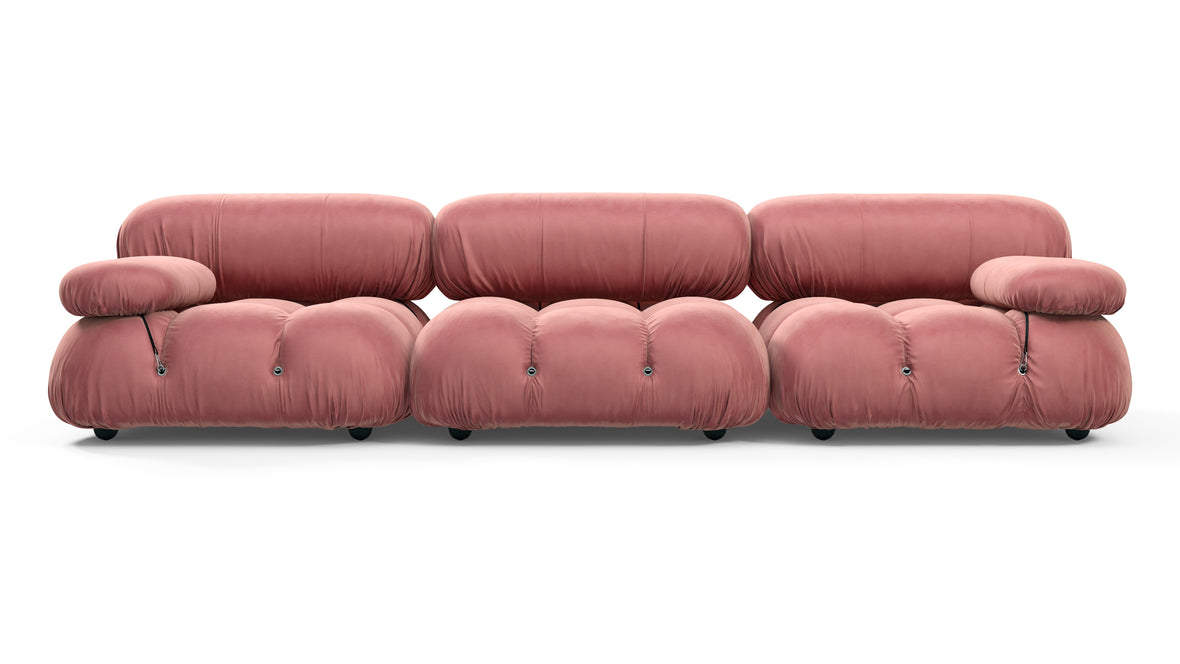 Bellini Sofa - Mario Bellini Three Seater Sofa, Blush Pink Velvet