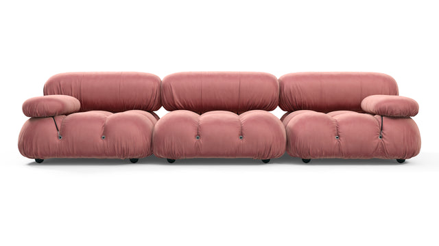Bellini Sofa - Mario Bellini Three Seater Sofa, Blush Pink Velvet