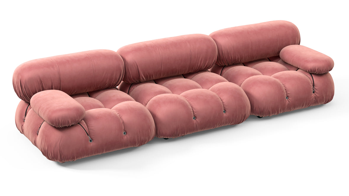 Bellini Sofa - Mario Bellini Three Seater Sofa, Blush Pink Velvet