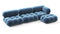 Bellini Sectional - Mario Bellini Sectional, Right Chaise, Aegean Blue Velvet