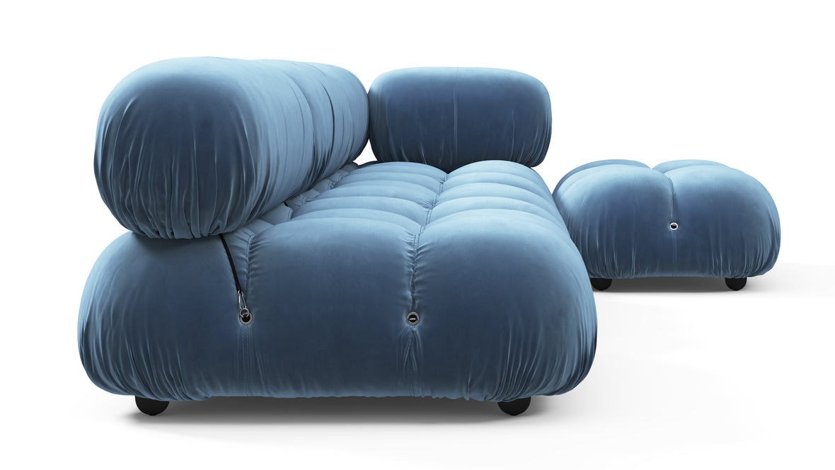 Bellini Sectional - Mario Bellini Sectional, Right Chaise, Aegean Blue Velvet