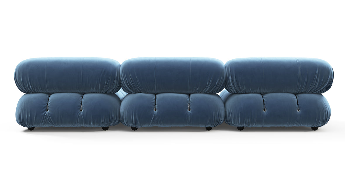 Bellini Sectional - Mario Bellini Sectional, Right Chaise, Aegean Blue Velvet