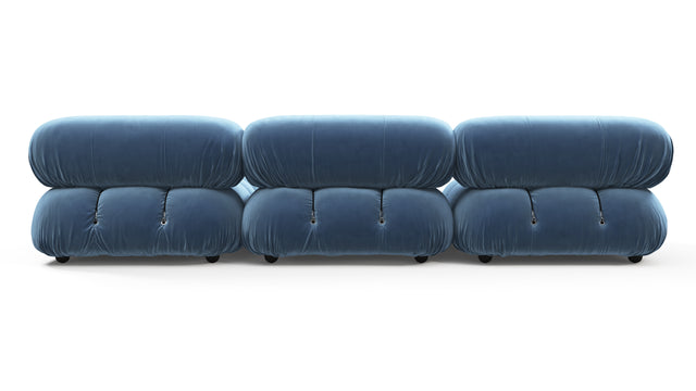 Bellini Sectional - Mario Bellini Sectional, Right Chaise, Aegean Blue Velvet