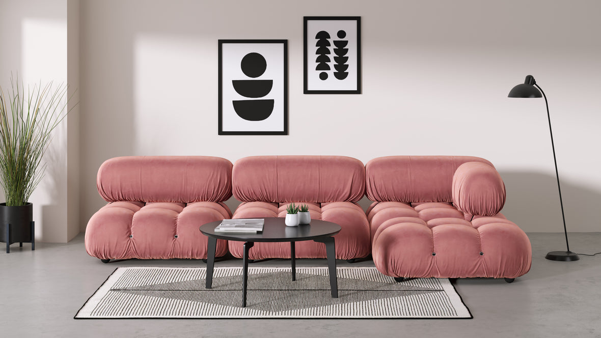 Bellini Sectional - Mario Bellini Sectional, Right Chaise, Blush Pink Velvet