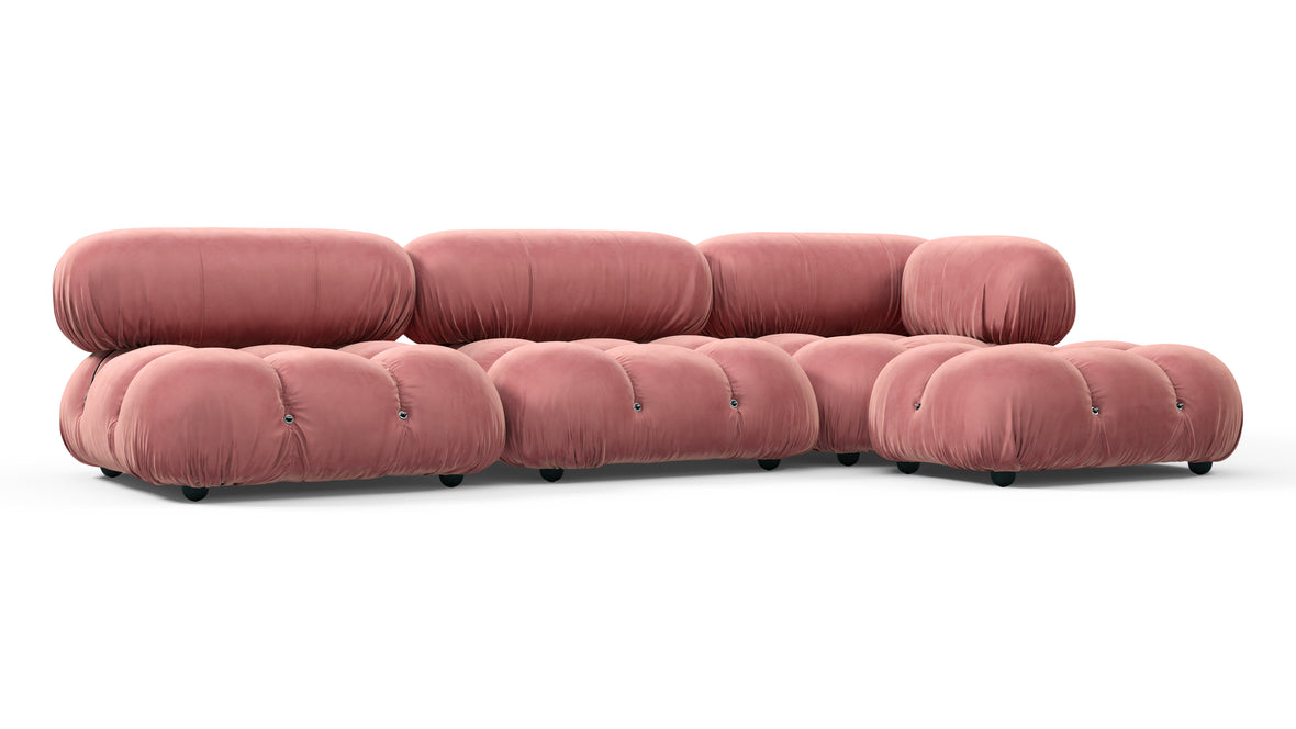 Bellini Sectional - Mario Bellini Sectional, Right Chaise, Blush Pink Velvet