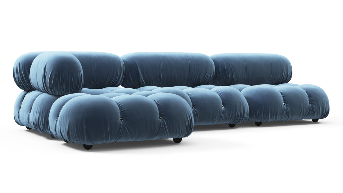 Bellini Sectional - Mario Bellini Sectional, Left Chaise, Aegean Blue Velvet