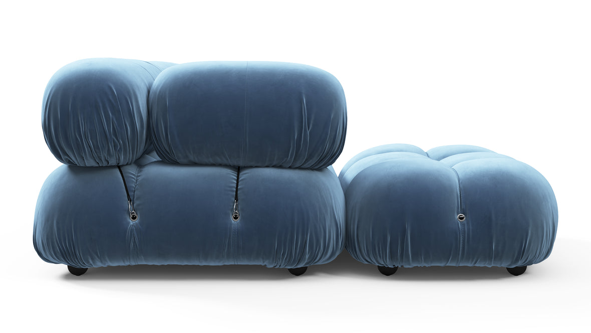 Bellini Sectional - Mario Bellini Sectional, Left Chaise, Aegean Blue Velvet