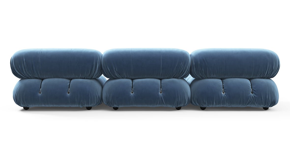 Bellini Sectional - Mario Bellini Sectional, Left Chaise, Aegean Blue Velvet