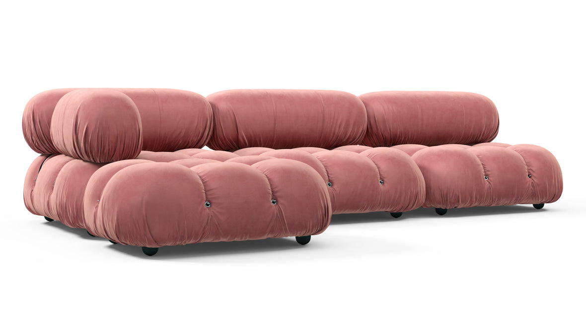 Bellini Sectional - Mario Bellini Sectional, Left Chaise, Blush Pink Velvet