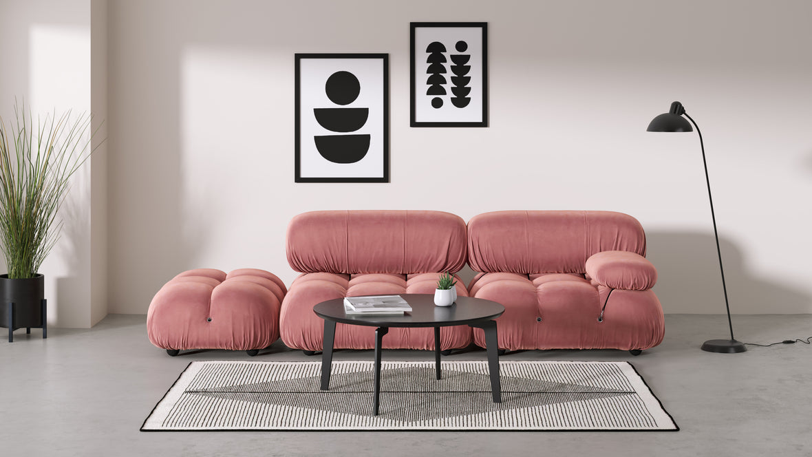 Bellini Sofa - Mario Bellini Open End Sofa, Left, Blush Pink Velvet